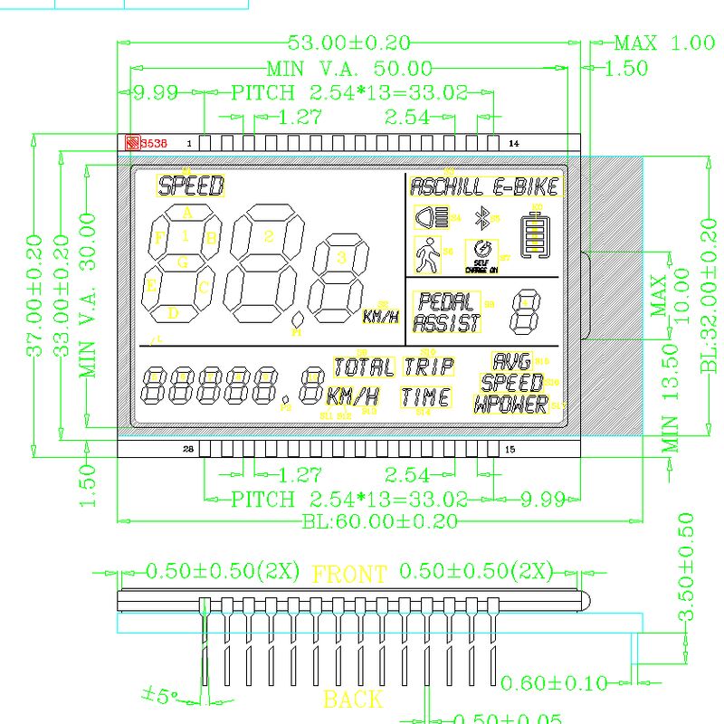 Custom LCD Screen For E-Bike VA Segment LCD Screens Custom LCD Display VA Black Segment LCD Display