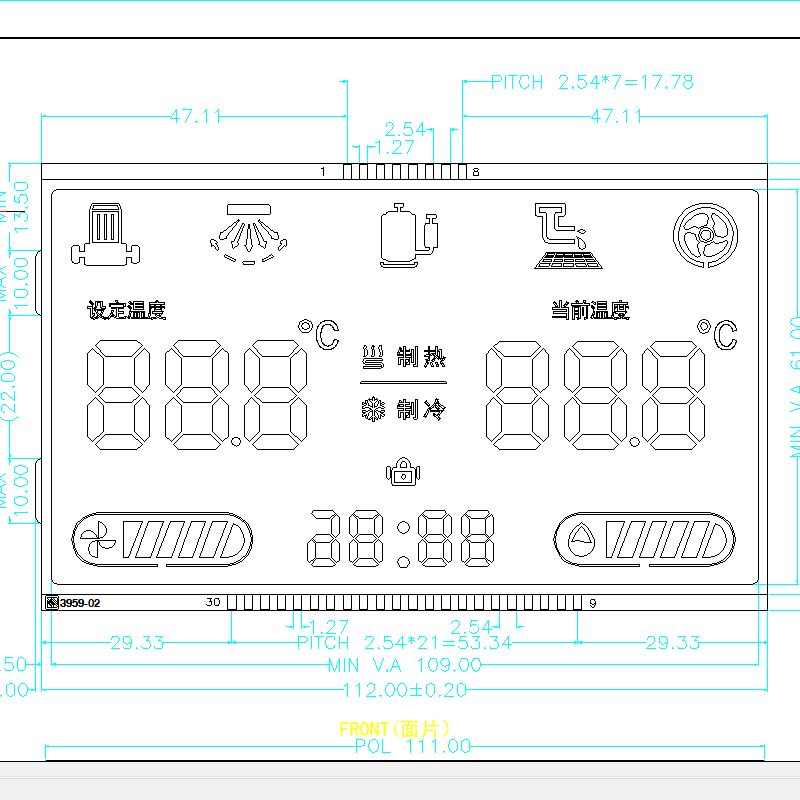 Custom 7 Segment Display LCD Thermostat Sun Readable VA Segment LCD 7 Segment Monochrome LCD Display Module