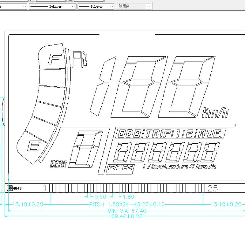 কাস্টম স্পিডোমিটার ওডোমিটার এলসিডি ডিসপ্লে 7-সেগমেন্টের ডিজিটাল ডিসপ্লে মোটরসাইকেল এবং বৈদ্যুতিক যানবাহনের জন্য (EVs)