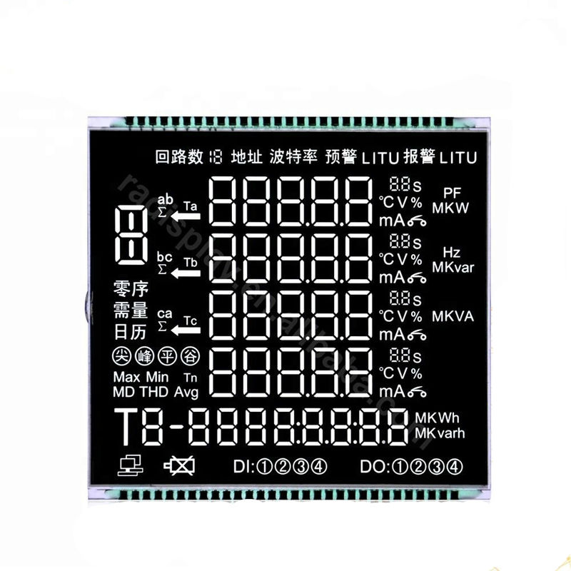 3.3V VA LCD ডিসপ্লে ম্যাটেল পিন্সের সাথে সংযোগ করুন ব্ল্যাক ব্যাকগ্রাউন্ড শক্তি মিটারের জন্য LCD স্ক্রিন
