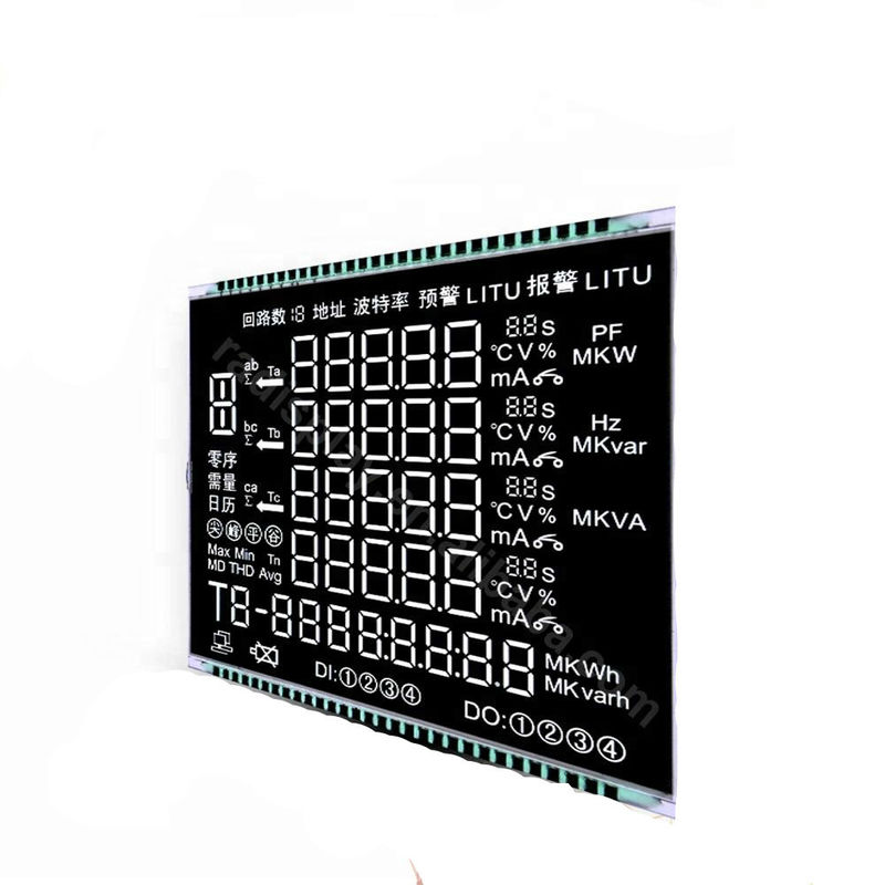3.3V VA LCD ডিসপ্লে ম্যাটেল পিন্সের সাথে সংযোগ করুন ব্ল্যাক ব্যাকগ্রাউন্ড শক্তি মিটারের জন্য LCD স্ক্রিন